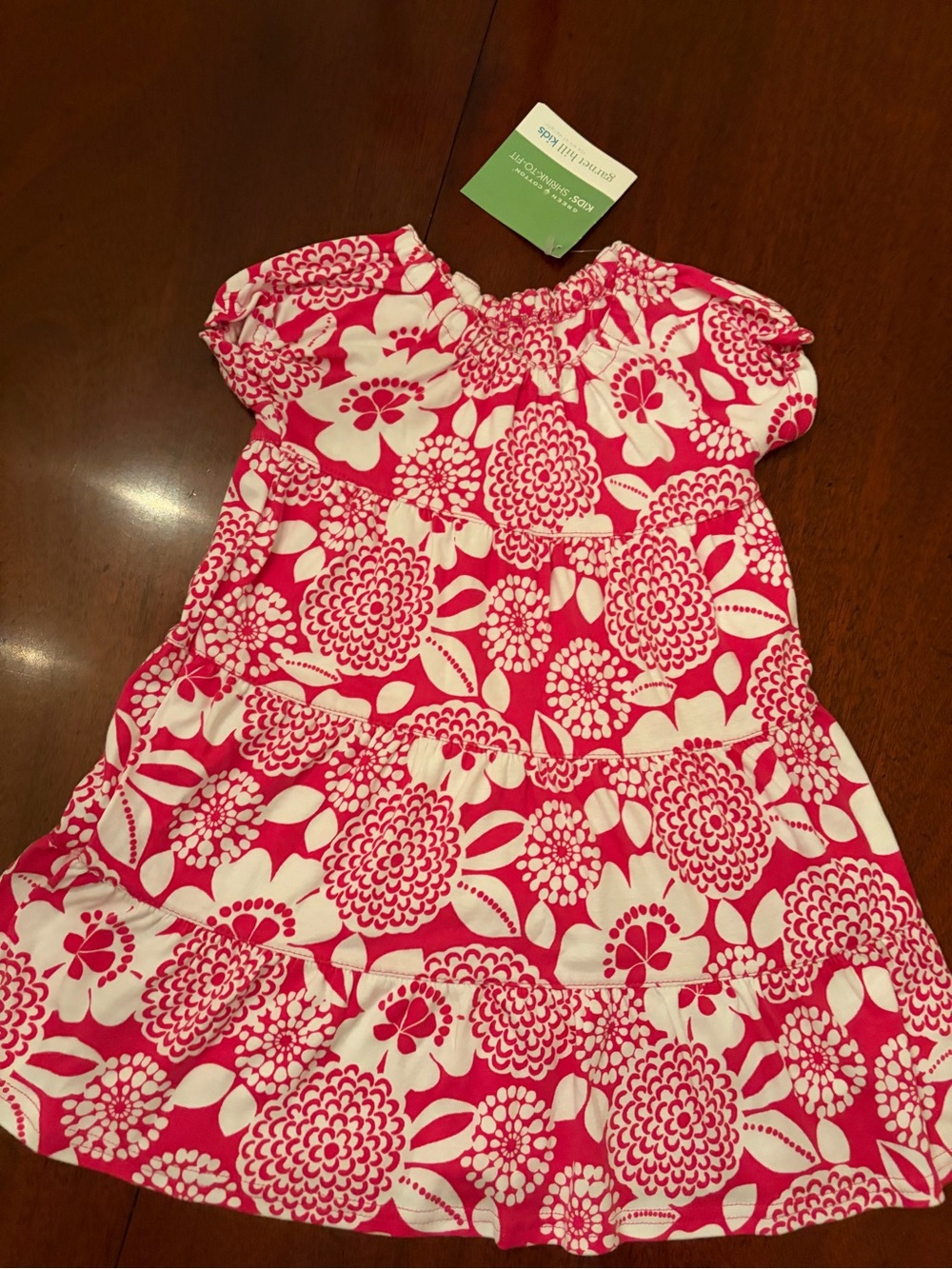 Garnet Hill Pink and White Floral Tiered Girls' Dress